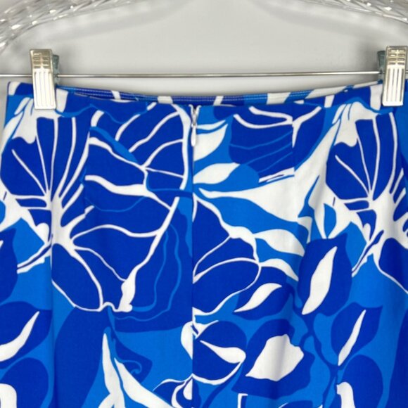 J McLaughlin Womens Serina Blue Floral Pencil Skirt Buttons Above Knee size 0 - Picture 7 of 12